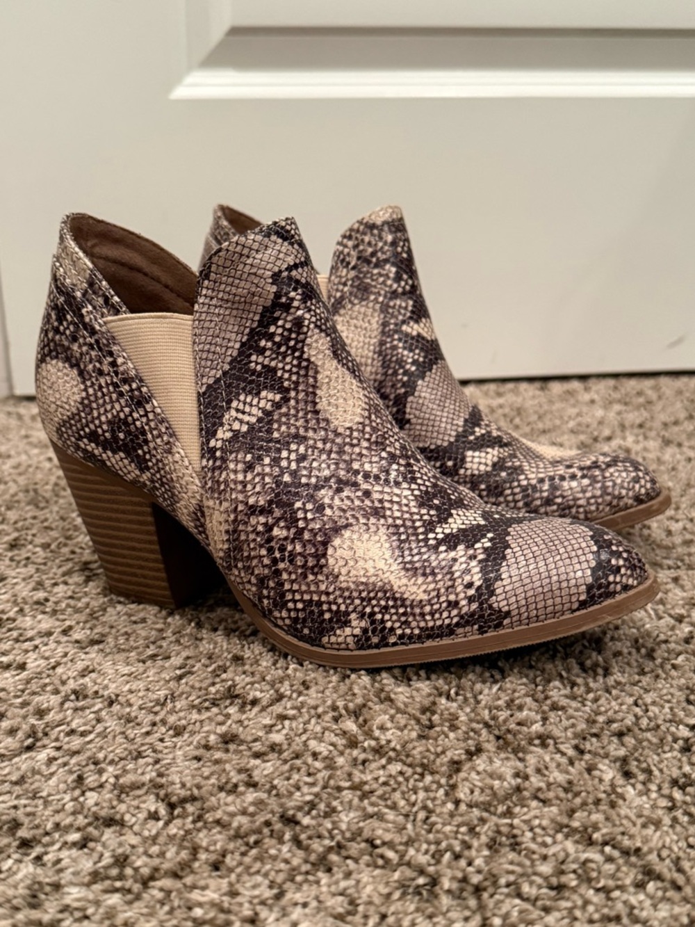 Snake skin ankle boots